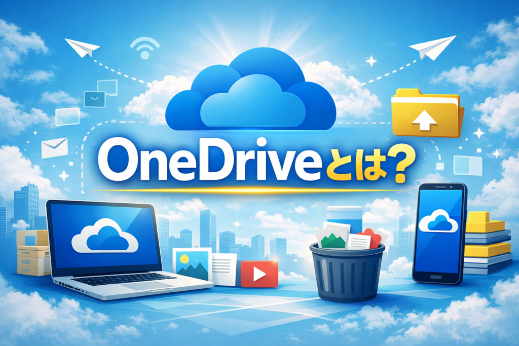 OneDriveの基本をイメージした横長アイキャッチ画像。
