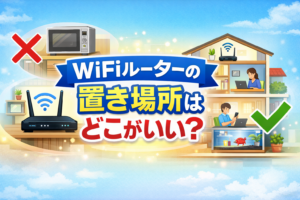 WiFiルーターの置き場所について解説するアイキャッチ画像。