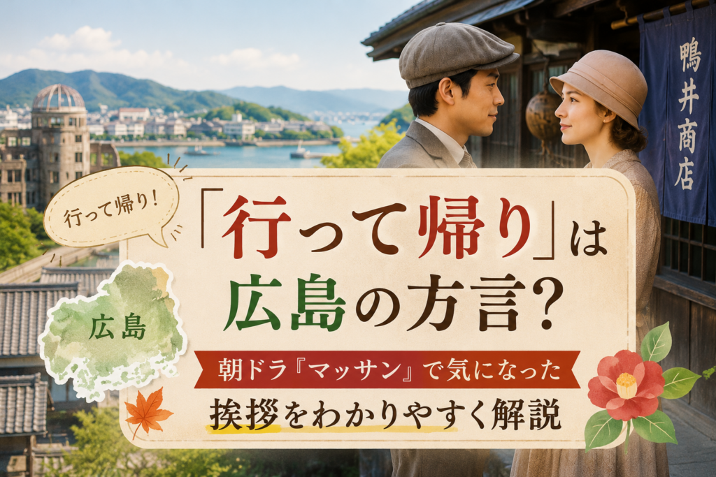 朝ドラ『マッサン』で気になった「行って帰り」が広島の方言かを解説するアイキャッチ画像
