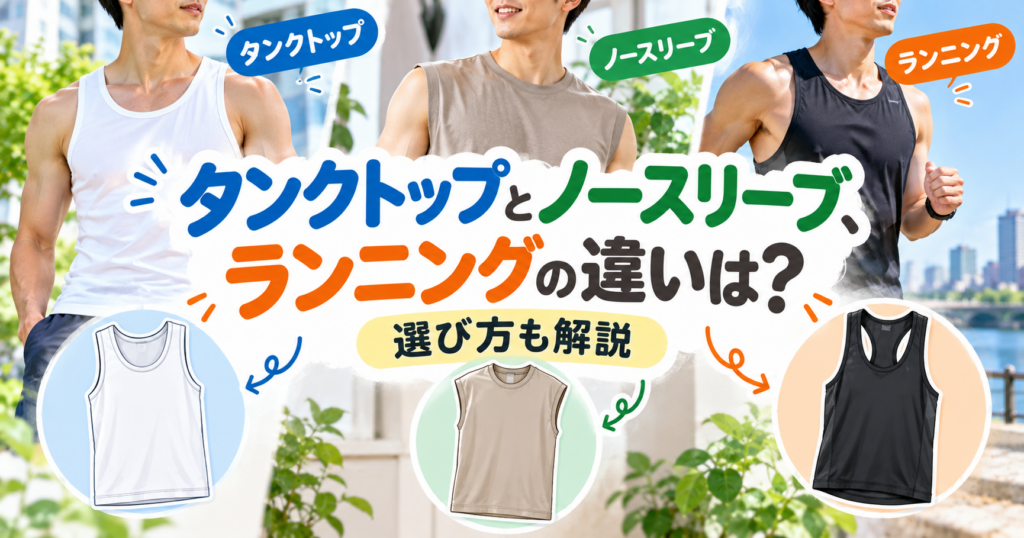 タンクトップとノースリーブ、ランニングの違いと選び方を解説するイメージ
