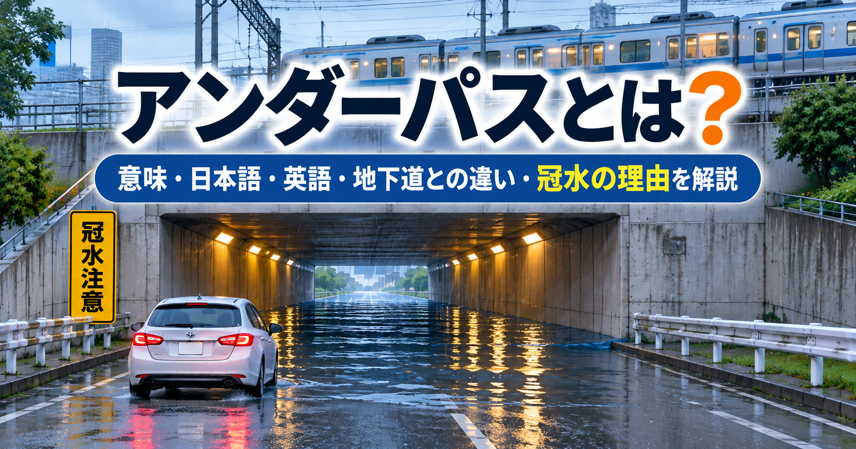アンダーパスの意味や地下道との違い、冠水する理由を解説する記事のアイキャッチ画像