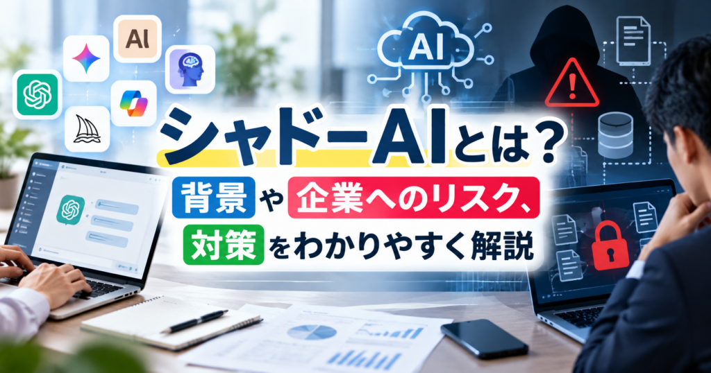 シャドーAIとは？背景や企業へのリスク、対策を解説するイメージ